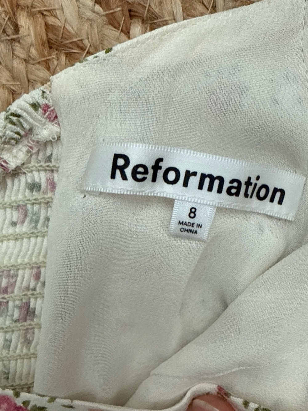 Reformation Cream Dress with Pink & Green Floral Accents - Picture 3 of 6
